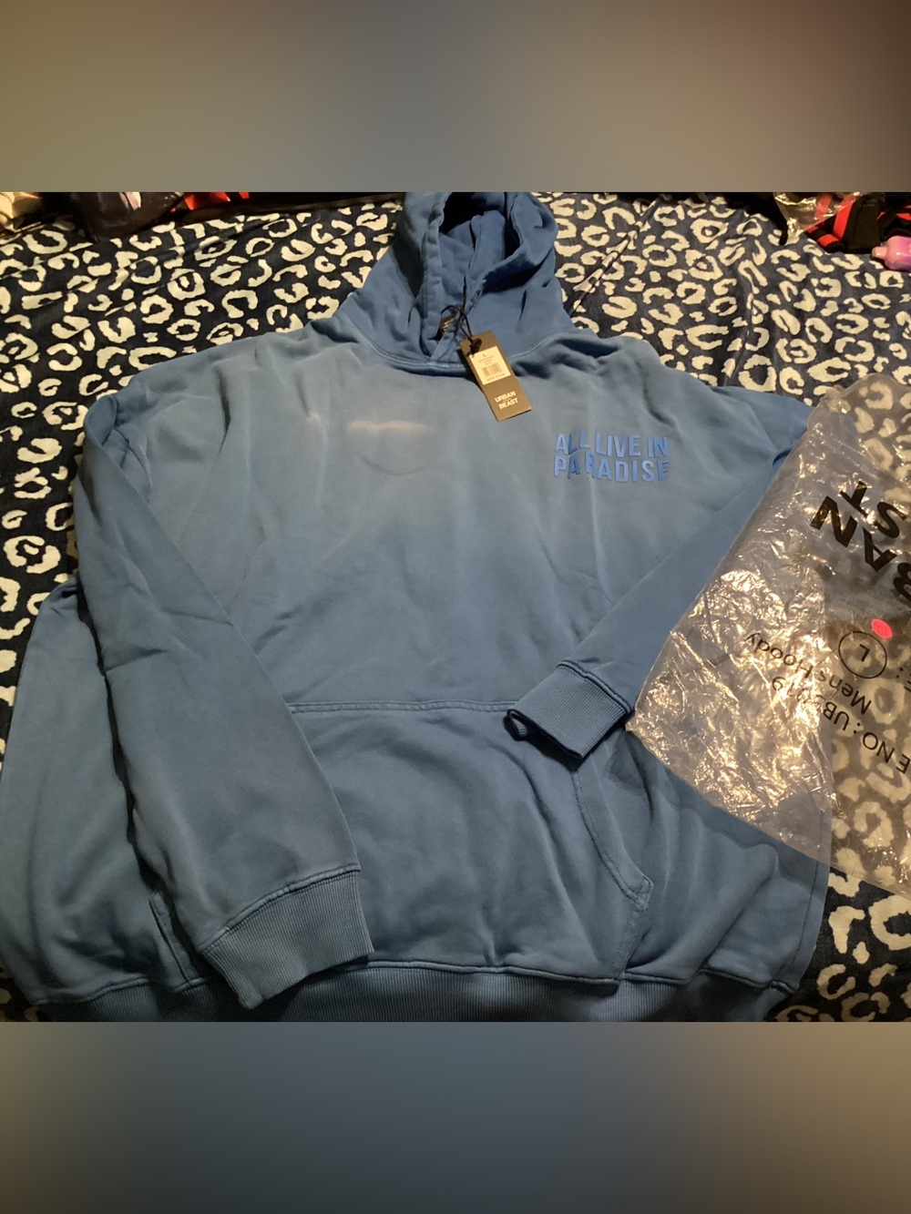 Blue Men's Crewneck Hoodie